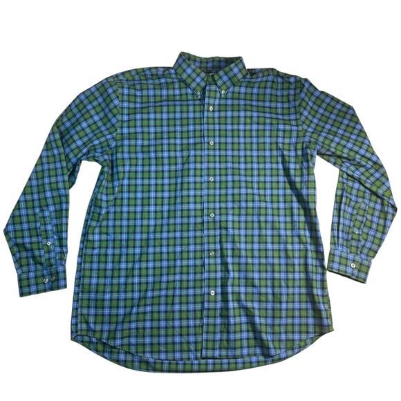 L.L. Bean Other - LL Bean Blue Plaid Cotton Shirt Mens XL Traditional Fit Long Sleeve Button Up